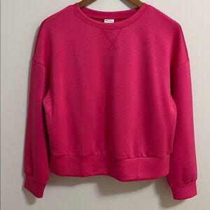 Crewneck Sweatshirt Vibrant Pink Size Small Long Sleeve Soft Pullover Comfy NWT